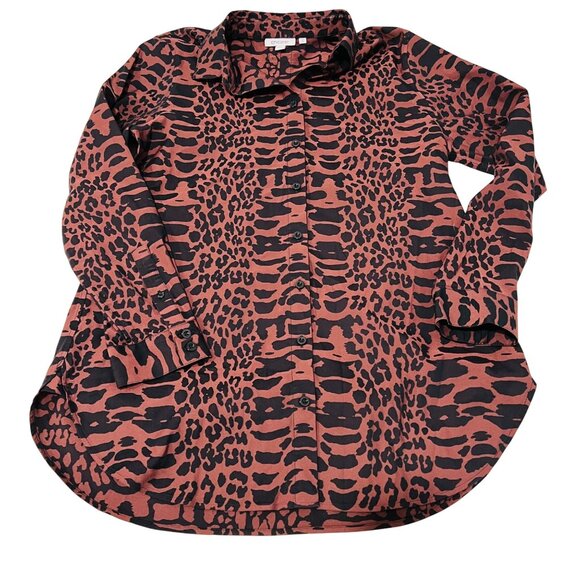 Chicos Womens Button-Down Animal Print Shirt Size 1 US 8 Made In Thailand - Picture 1 of 8